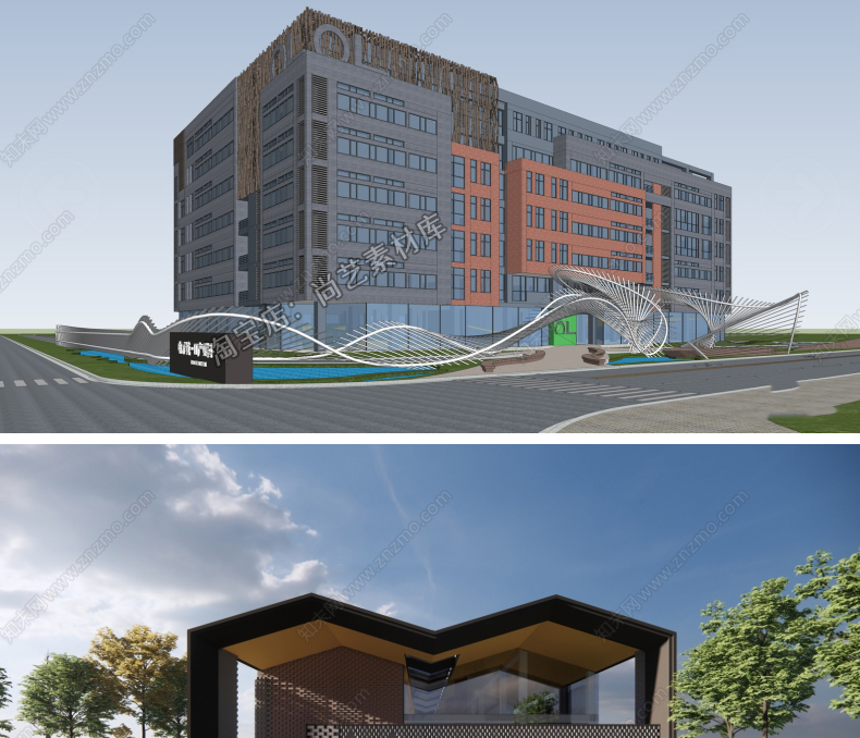 图片[4]-文创园室外商业街步行街购物广场音乐街古街草图大师SU模型源件-cg男孩