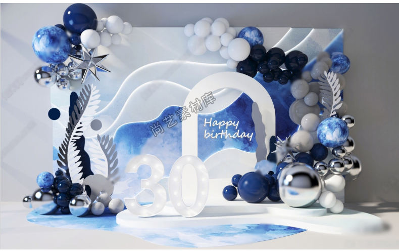 图片[4]-现代美陈气球派对生日美陈宝宝宴节日布置婚礼装饰氛围气球SU模型-cg男孩
