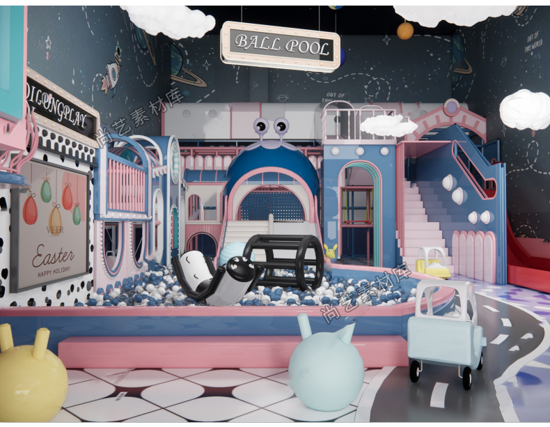 图片[2]-儿童房娱乐室SU模型儿童玩具房儿童活动室幼儿园活动室SU草图大师-cg男孩