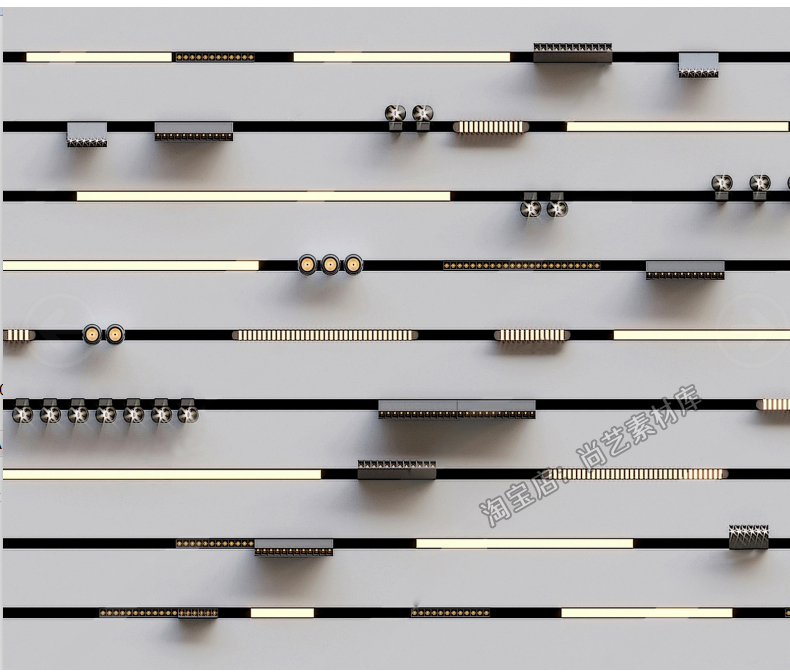SU筒灯射灯轨道线条磁吸坎内嵌灯条双头舞台展示草图大师SU模型-cg男孩