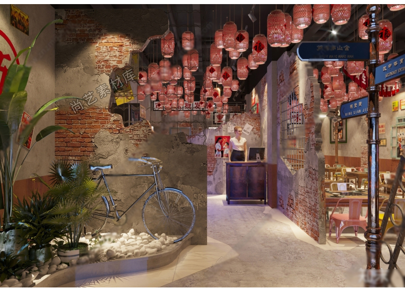 图片[6]-工业叙利亚风军事风火锅店烧烤店SU模型复古风餐厅餐饮餐馆SU模型-cg男孩