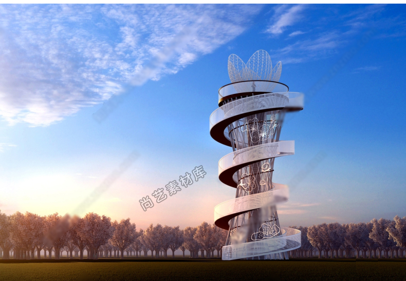 图片[12]-现代瞭望塔登高塔观光塔异形螺旋观景塔景观草图大师观景台SU模型-cg男孩
