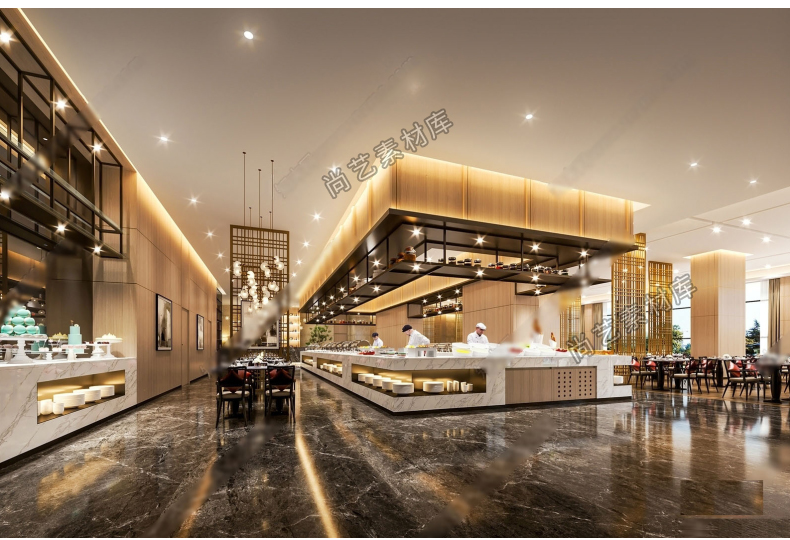 图片[11]-草图大师现代自助餐厅SU模型酒店自助西餐厅员工食堂自助餐台SU模-cg男孩