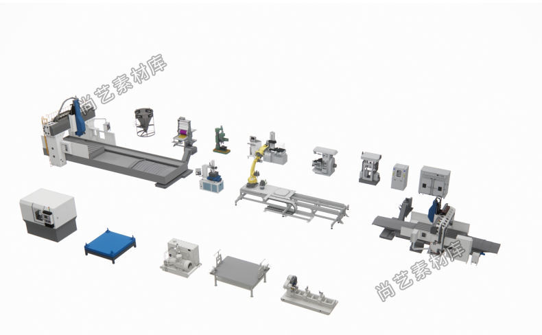图片[5]-现代数控机床SU模型车床机床设备工业设备铣床刨床钻床SU草图大师-cg男孩