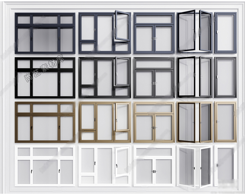 图片[7]-草图大师 现代风格平开对开窗户落地飘窗折叠窗推拉窗户框 SU模型-cg男孩