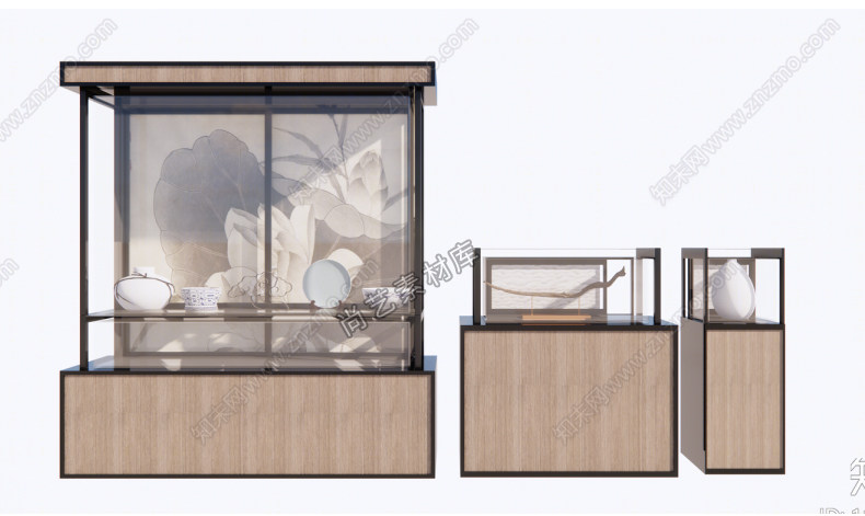 图片[4]-草图大师中式展柜瓷器展示柜SU模型通柜展示台商场展示柜组合SU模-cg男孩