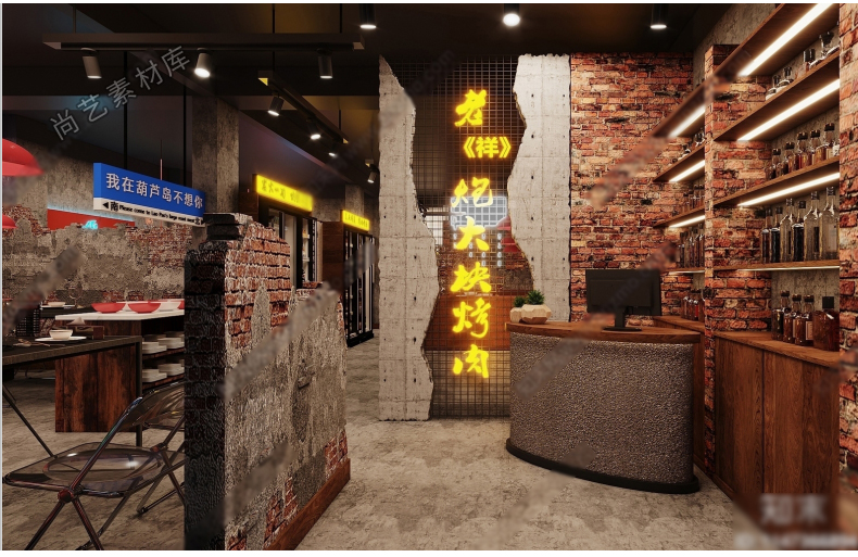 图片[4]-工业叙利亚风军事风火锅店烧烤店SU模型复古风餐厅餐饮餐馆SU模型-cg男孩