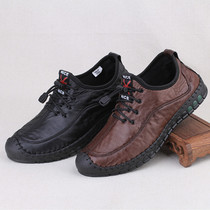 Old Beijing cloth shoes flagship store official mens single shoes soft bottom driving shoes mens one pedal deodorant imitation leather cloth shoes