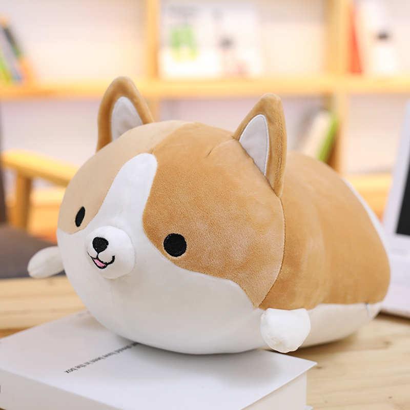 Cute soft pooch with pillowy puppy fur suede toy groveling dog down cotton doll male and female friends gift