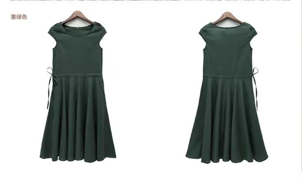 品荷2014夏装新款大码女装文艺宽松短袖中长