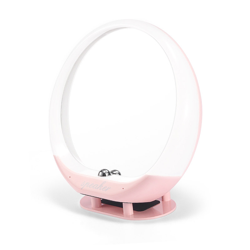 智能网红ins化妆镜子蓝牙音箱可爱精灵个性创意品通用男女生日礼物家用台式led小夜灯遥控插卡U盘音响收音机