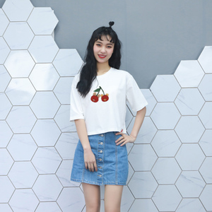 【羽姿暧】纯棉港风女生T恤上衣