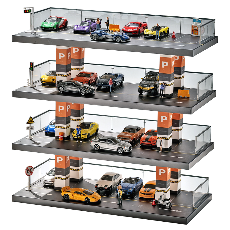 4-Story Open-Air 1/64 Parking Lot Model Simulation Toy Car Children's Educational Early Learning Toy Collection Miniature World