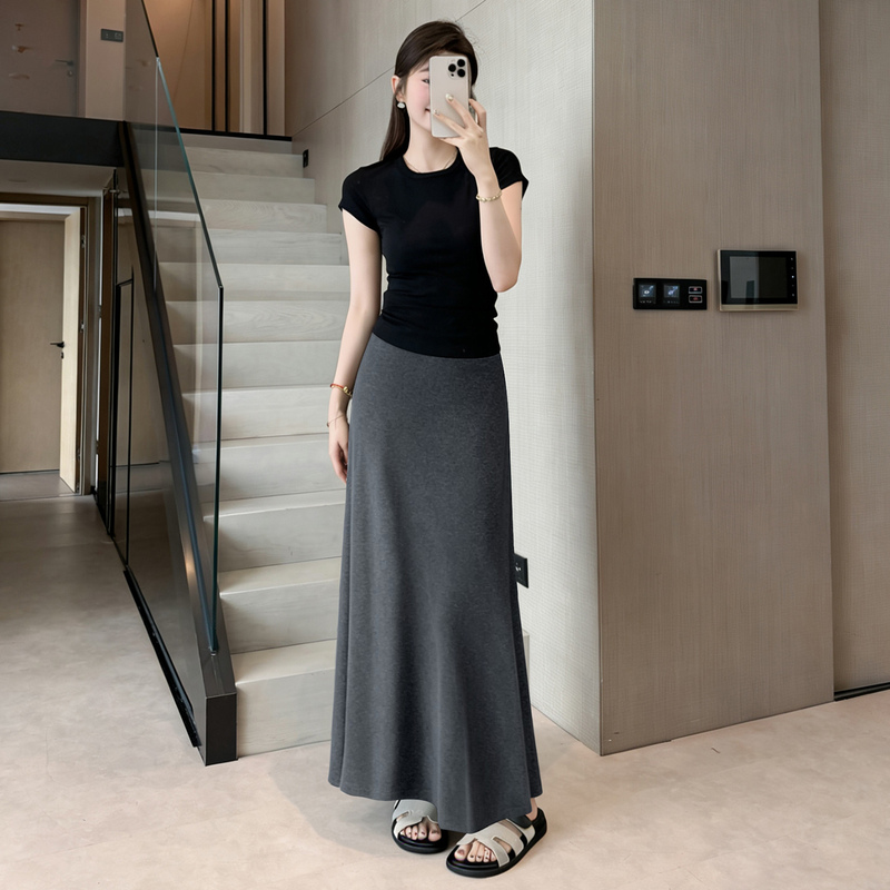 French-Style High-Waisted Hip-Covering Draped Skirt for Women 2026 Spring and Summer High-End Slimming Versatile Modal Bodycon Long Skirt French-Style High-Waisted Hip-Covering Draped Skirt for Women 2026 Spring and Summer High-End Slimming Versatile Modal Bodycon Long Skirt