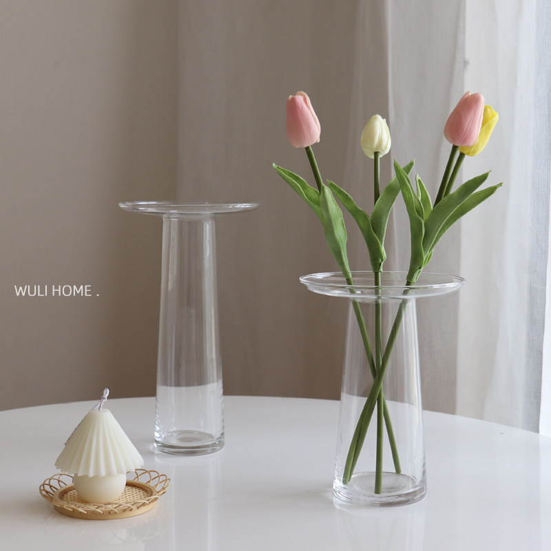 WULIHOME Han Glass Vase INS Style Simple Creative T - shaped Home Desktop Accessories