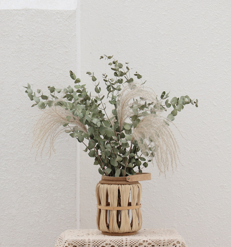 WULIHOME large parts dried flower bouquet Eugalie lantern vase suit Living room Decorative Shop Soft