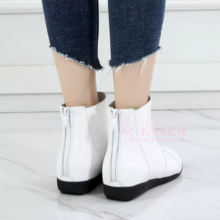 Các bà mẹ mùa xuân và mùa thu giày bốt ngắn không trơn trượt gót bằng da của phụ nữ khởi động giản dị giày đơn ấm áp và nhung giày bốt trắng - Kính râm