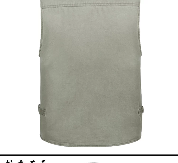Áo vest nam ngoài trời cho người trung niên và người già mùa xuân và mùa thu bằng vải cotton cộng với phân bón XL cha nhiều túi mỡ vai