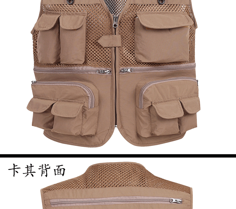 Mùa hè mỏng phần lưới vest nam khô nhanh giản dị nhiều túi nam nhiếp ảnh vest vest vest cộng với phân bón để tăng - Dệt kim Vest vest công sở nam