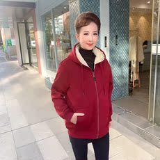 Одежда для дам 2020中老年女冬装新款加绒卫衣外套加肥棉服4050岁妈妈装加厚棉衣