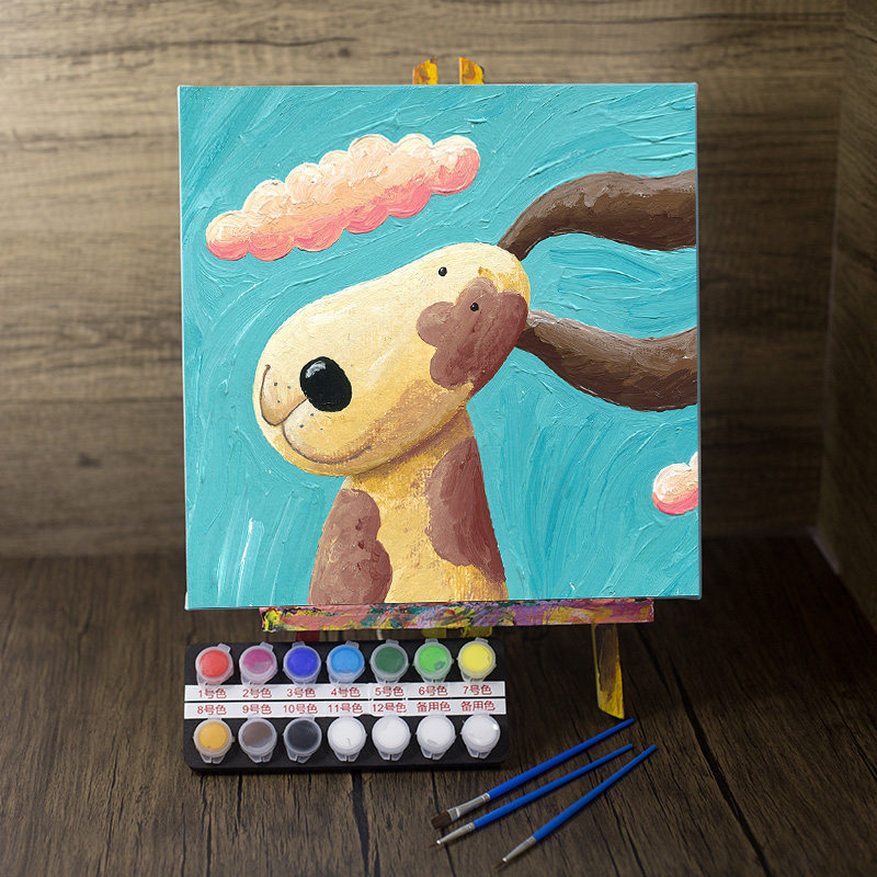 Digital Oil Painting Children Diy Oil Color Painting color painting Small size Fill drawing square 30 * 30cm Yiqi