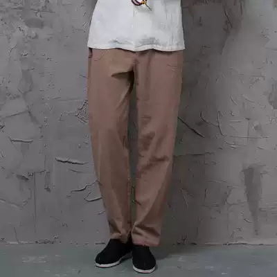 Cloth cicada new spring and summer men's cotton and linen multi-color variety of yoga loose wide-leg pocket pants handmade buckle Ruyi pants