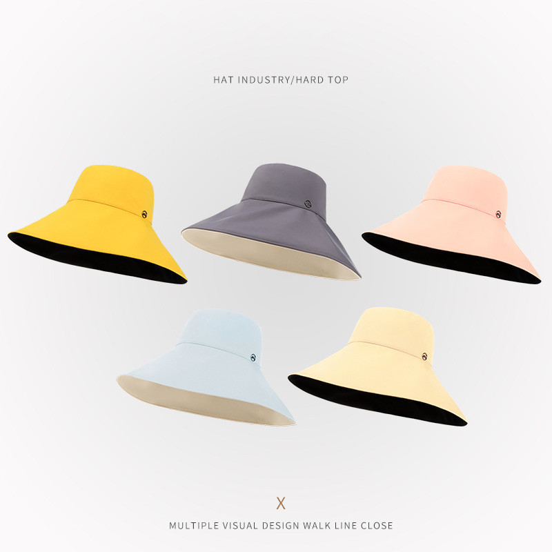 2023 New sun hat double - sided fisherman hat large hat shade faces sun cap summer - proof ultraviolet shade cap