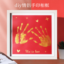 Couple handprint photo frame color paint hand-foot print palm print to send men and women friends a hundred days diy commemorative gift