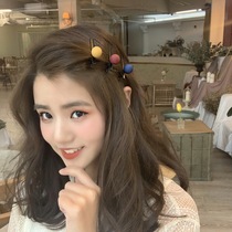 Colorful ball Korean hairclip Net red banghai clip side duckbill side clip female clip hairpin headwear female hair accessories