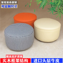 Genuine leather small short stool sub round stool Childrens stool Thousand Birds Gg Cloth Art Changing Shoes stool Table Short Stool footrest Stool Small Leather Stool