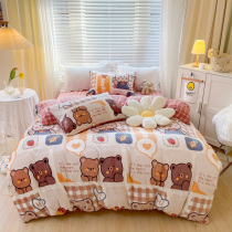 Coral velvet four-piece padded bed winter flannel sheets double-sided milk velvet quilt cover Falai bedding Cubs