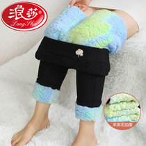 Surfsa lamb suede beating bottom pants high waist display slim autumn winter plus suede thickened cotton pants children tight fit small feet warm pants