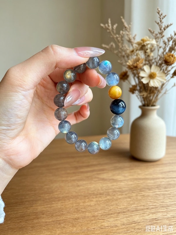 【Yanyu】Natural Crystal Gray Moonstone Courage Purification Rebirth Bracelet Blue Gold Tiger Eye Stone Multi-Gemstone Crystal