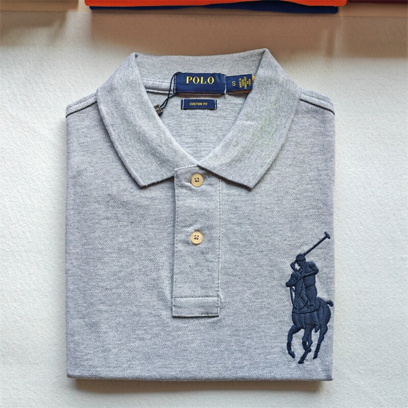American Summer Short-Sleeved Polo Shirt Classic Paul Men's Pure Cotton Lapel Big Horse Logo Half-Sleeve Casual Embroidered T-Shirt