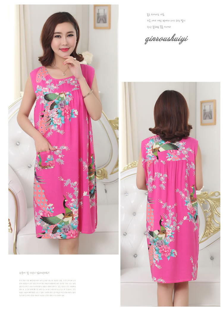 Nữ mùa hè nhân tạo cotton nightdress cộng với phân bón để tăng cotton lụa thai sản nightdress cotton silk dress nightdress ăn mặc