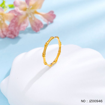 Pure gold 999.9 solid bamboo solid mouth gold ring