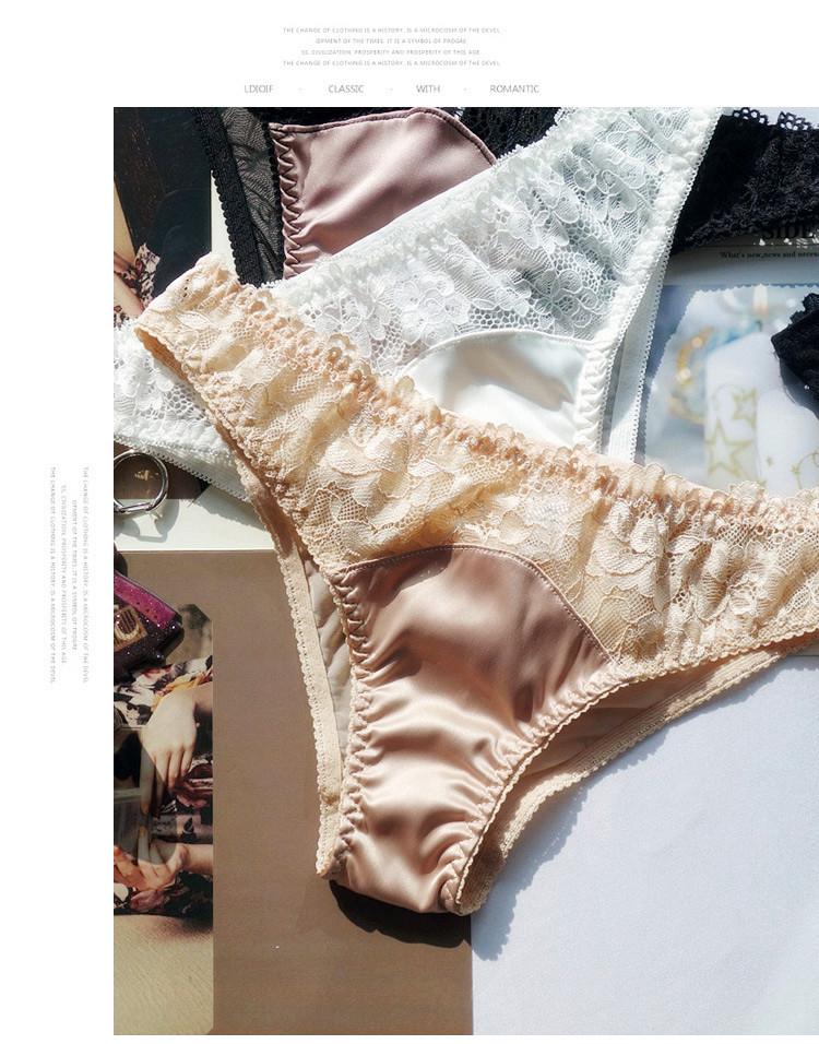 Thong nữ cảm giác t quần rỗng cám dỗ rỗng ren sao mô phỏng lụa thấp eo tam giác đồ lót phụ nữ quần lót su