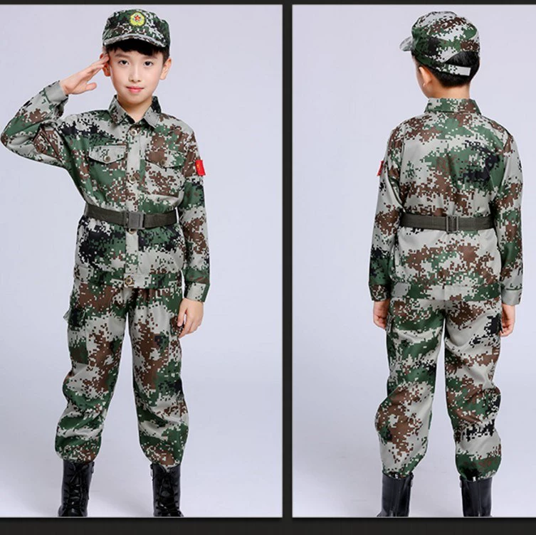 . Mới unisex chụp ảnh trẻ em quân phục quân phục trại hè trẻ quần áo ngụy trang phù hợp với trang phục trẻ em trẻ em huấn luyện quân sự - Trang phục