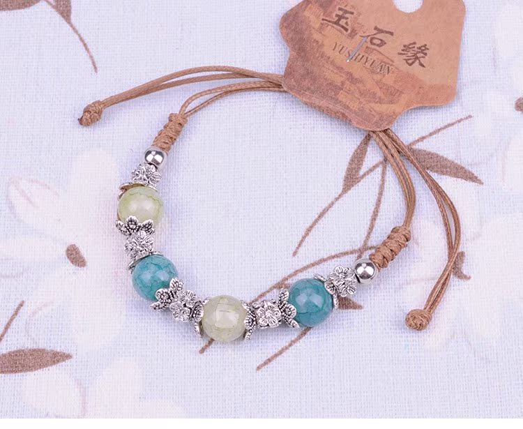 Vòng tay retro nữ tourmaline phiên bản Hàn Quốc của sinh viên đơn giản Sen Sở bạn gái vòng tay pha lê dệt tay dây trang sức vòng tay cặp