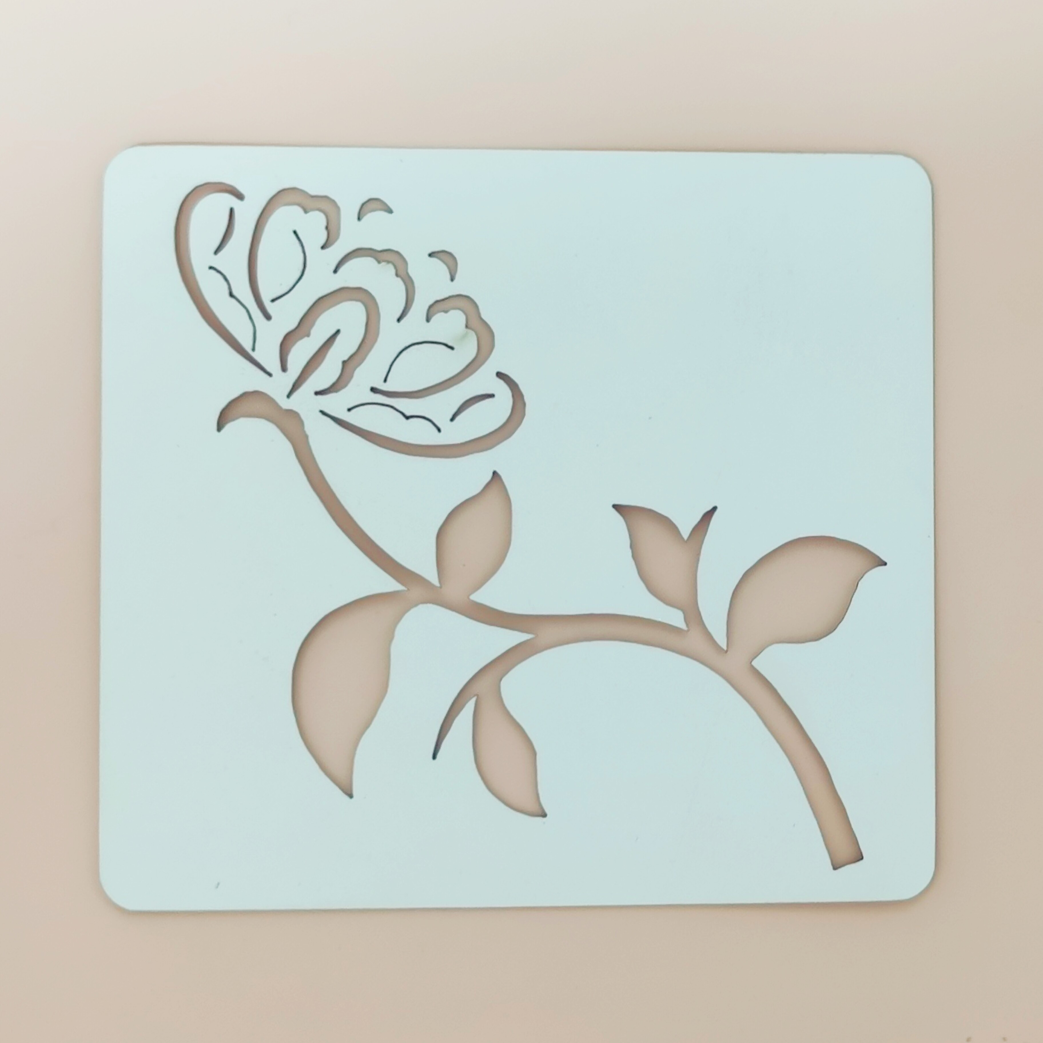 Lanchon Palace) Free of cut slices Spring figs Tangle Flower Printed Stencil 350g white cardboard handmade DIY materials