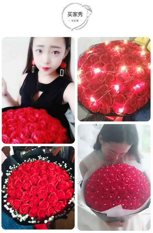 99 Hoa hồng Hoa giả Xà phòng Hoa Xà phòng Hoa Mô phỏng Cặp đôi Sinh nhật Tốt nghiệp Ngày Valentine Quà tặng Bó hoa Hộp quà - Hoa nhân tạo / Cây / Trái cây