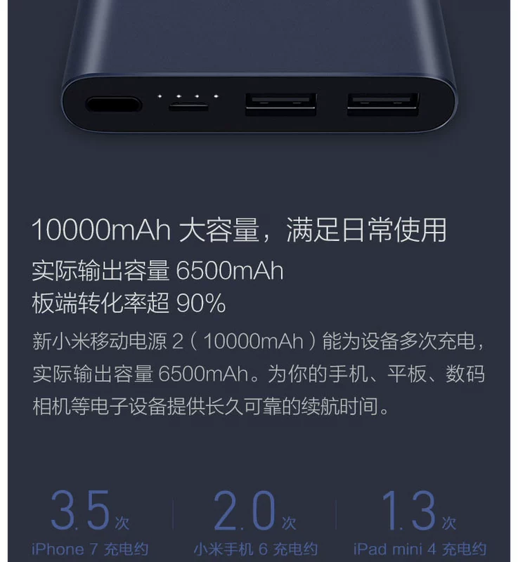 Millet PLM09ZM phiên bản mới 10000mAh điện thoại di động 2 thế hệ sạc nhanh hai đầu ra USB sạc kho báu siêu mỏng - Ngân hàng điện thoại di động sạc dự phòng xiaomi 20000mah gen 