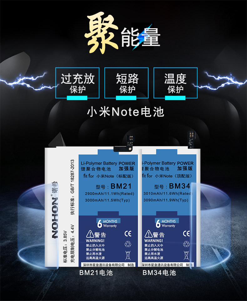 Noshi Xiaomi 5 Battery Large Capacity 6 4C 5s 5x Xiaomi Note Peufit NOTE2 note3 note3 max2 max2 Red Mipro 3s n