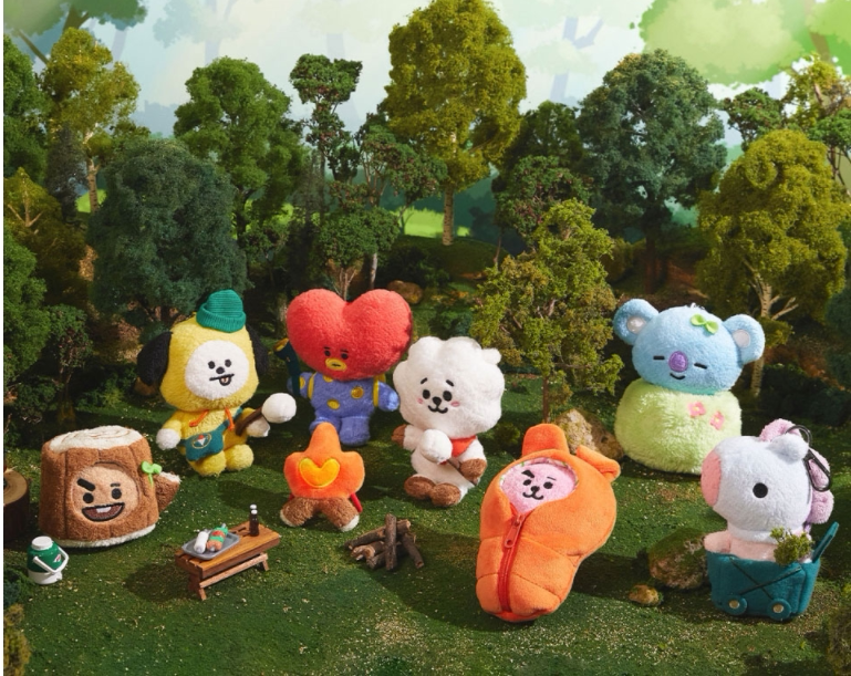 Korean Bt21 Bts Camping Series Plush Doll Bag Pendant Keychain Toy
