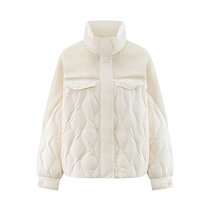 Ai Lai 2024 new down jacket short style thin knitted stitching fashion versatile small silhouette autumn and winter wear