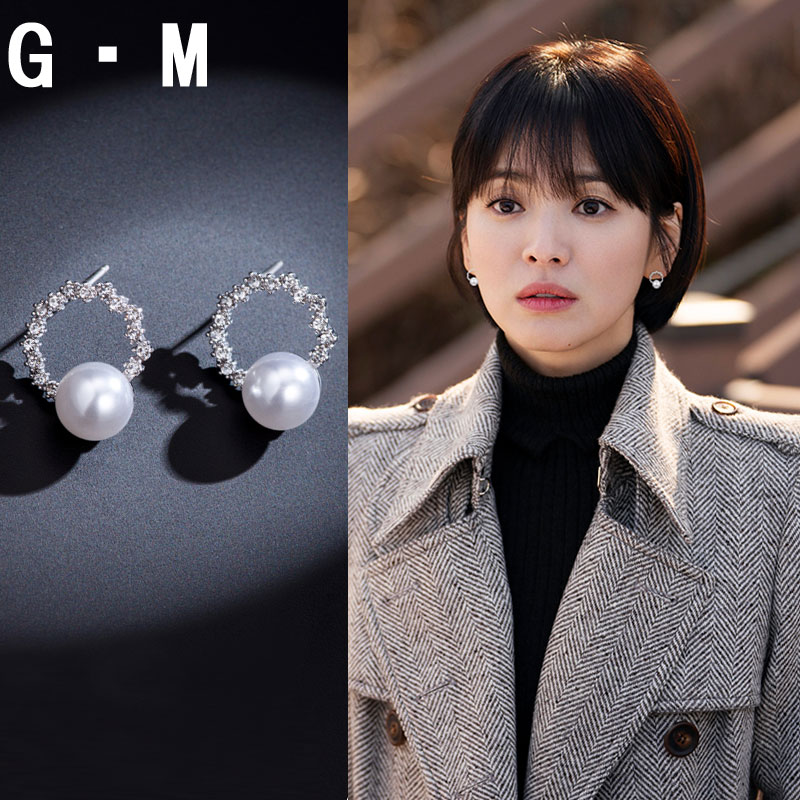 Song Huijo Tongan Ear Pin Girl Pure Silver Small Brief Fresher Students Small And Delicate Anti-Allergy Pearl Earrings Earrings