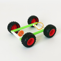 Rubber band power car technology production small invention science experiment toy Primary School fifth grade science class materials