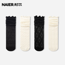 Resistant Socks Female Black And White Rhombus Lorita Midbarrel Socks Summer Lovely Days With Agaric Sides Heaps And Socks Thin