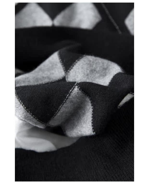 Áo len nam mùa thu và sản phẩm mới Quý ông áo len cashmere nam màu đen và trắng kim cương màu xám - Áo len Cashmere bomber nam