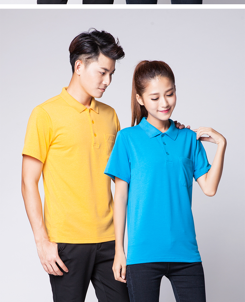 Mùa hè của nam giới và phụ nữ thể thao T-shirt màu rắn ve áo ngắn tay chì bông POLO áo sơ mi với túi cổ áo yếm